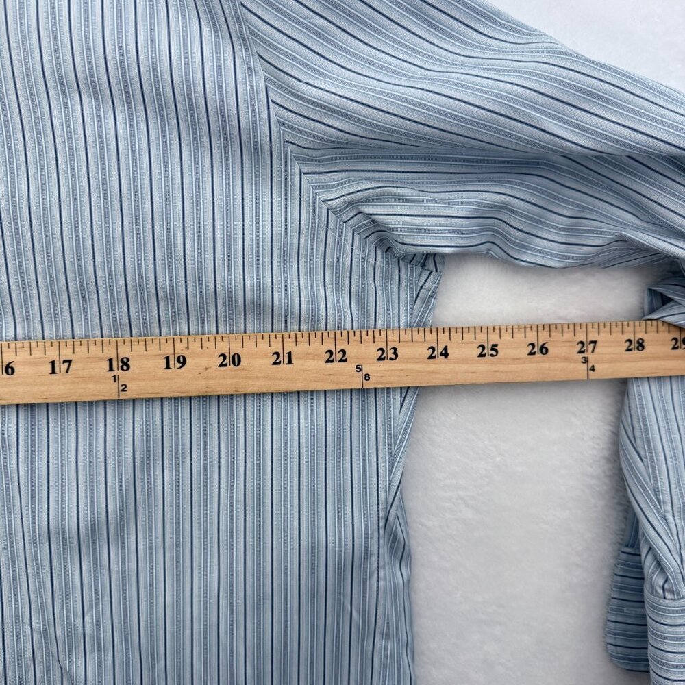 John Varvatos USA Dress Shirt Mens 17 Long Blue Stripe Business Casual Button Up - Picture 5 of 9